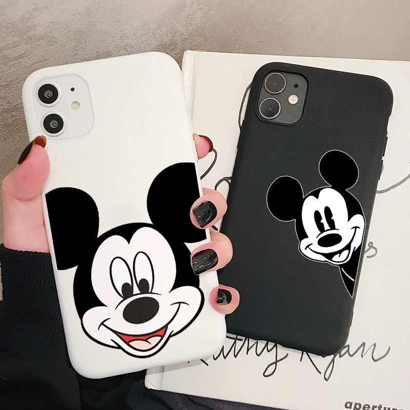 Чехол для телефона iPhone 11 Pro XR X Xs Max 8 7 6 Plus 6S 5S SE матовый Силиконовый чехол с мультяшной мышкой мягкая задняя крышка
