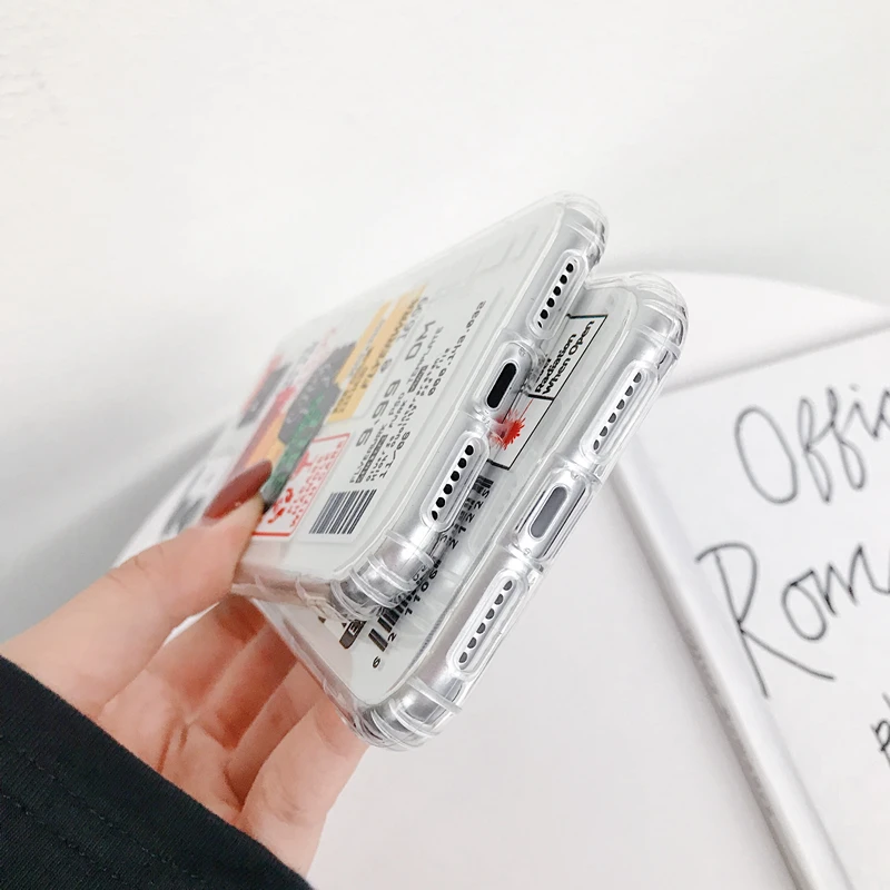 cool cute color clear stamp label barcode case for iphone 13 12 7 8 plus 11 pro max x xs street fashion soft silicon phone cover free global shipping