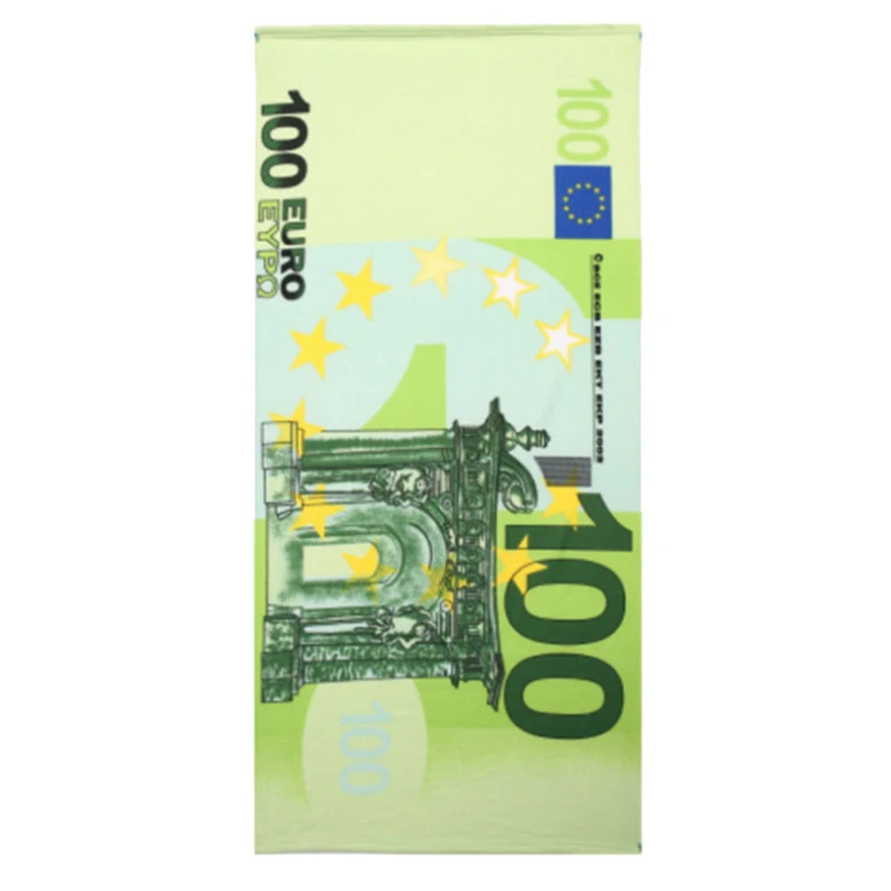 

70*140 cm Euro Money Bath Towel Microfiber Printing Activity Beach Towel Hair Super Soft Water Toalla Playa