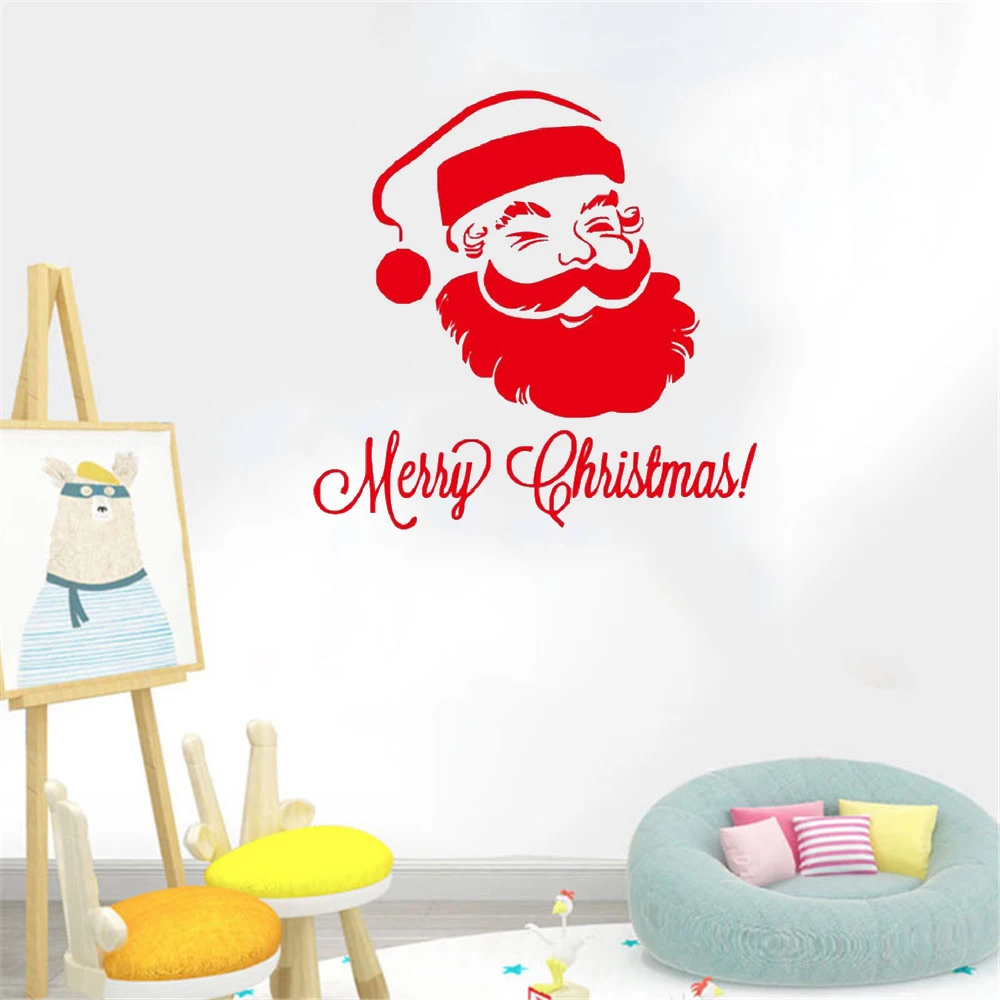 

Christmas Wall Stickers Santa Xmas Wall Window Decals Adhesive For Children's Bedroom Boy Festival Home Decor CH356