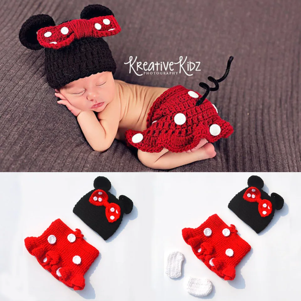 Новейший мультяшный костюм для новорожденных девочек Вязаный комплект детской