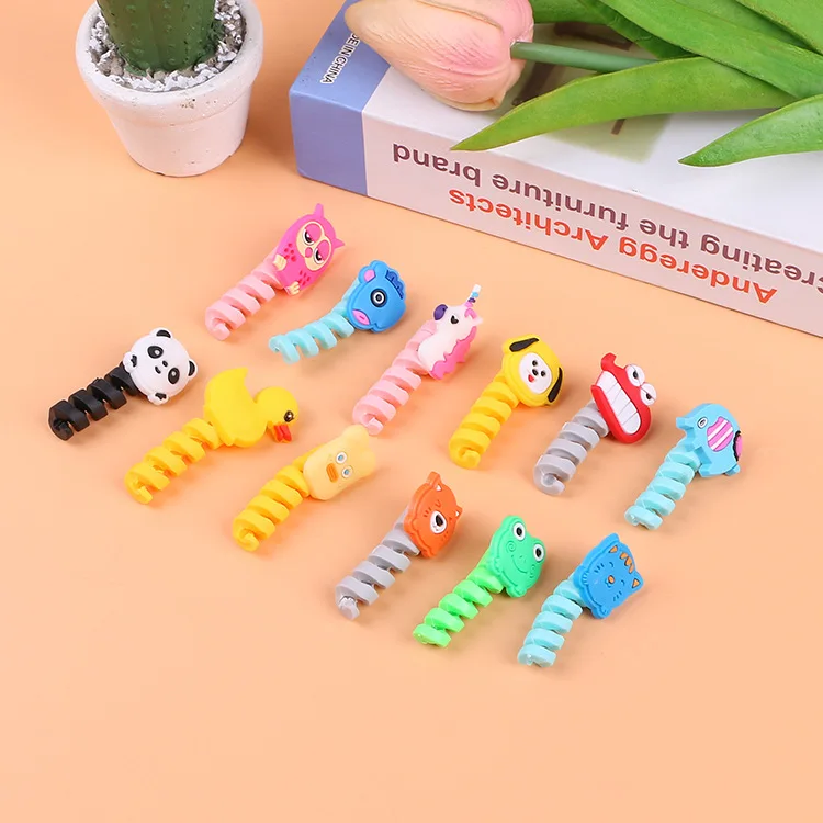 

10pcs Cartoon Spiral Cable Protector Data Line Cord Protector Protective Case Cable Winder Cover For iPhone 6 7 8 X