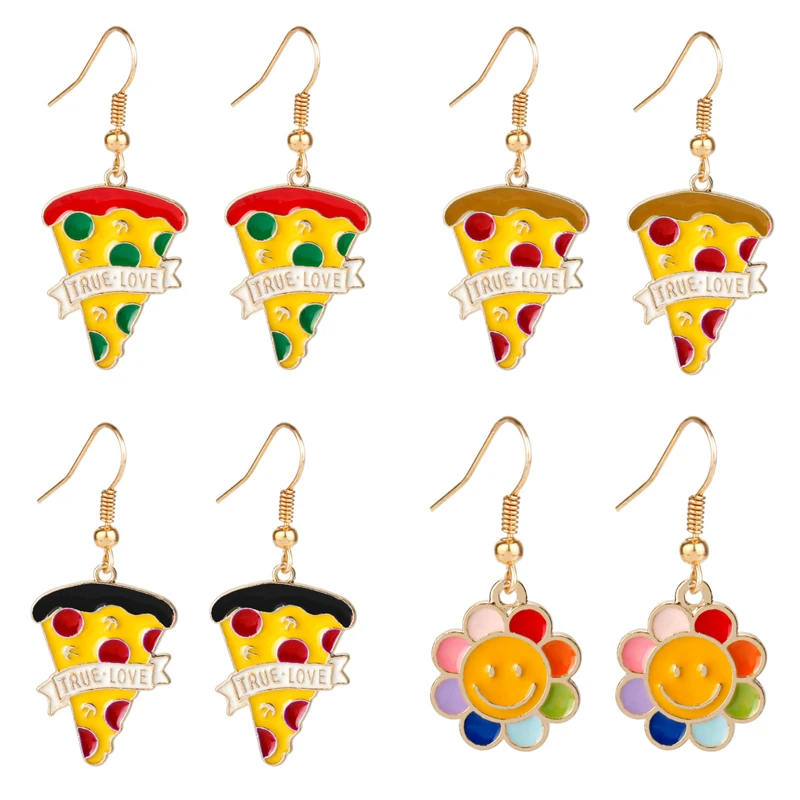 

Funny Imitation Food Pizza Drop Earrings for Women Fashion Jewelry Dangle Earring Creative Trinket Women Girl Sunflower Earring