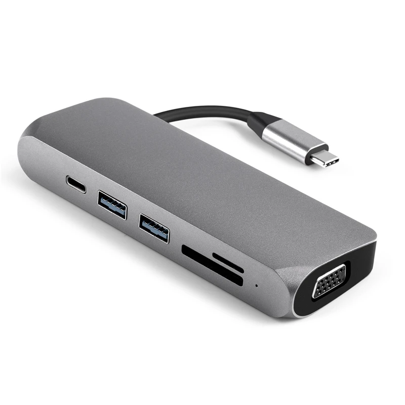 Полный тип C к Vga концентратор адаптер + Pd Usb 3 0X2 Sd/Tf конвертер для Pro/Pc/Switch/Meeting/Game |