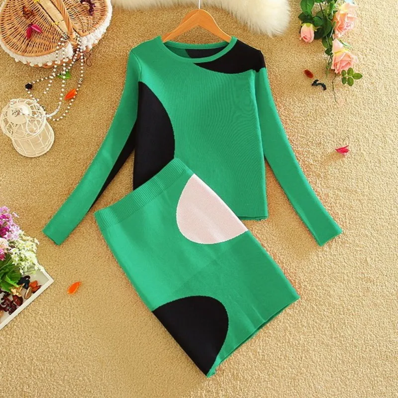 2021 Новинка весны новая осенняя Для женщин вязаная юбка костюмы геометрический