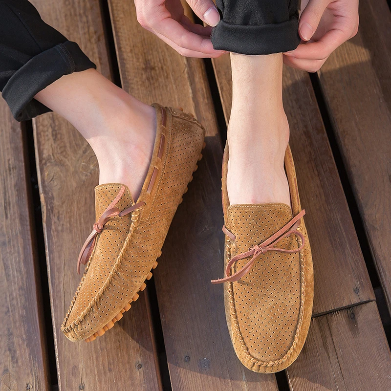 Men's Leather Casual Shoes outdoor Classic Fashion Male slip on Flats loafers Men Flat Heel Sneakers cow suede shoes | Обувь