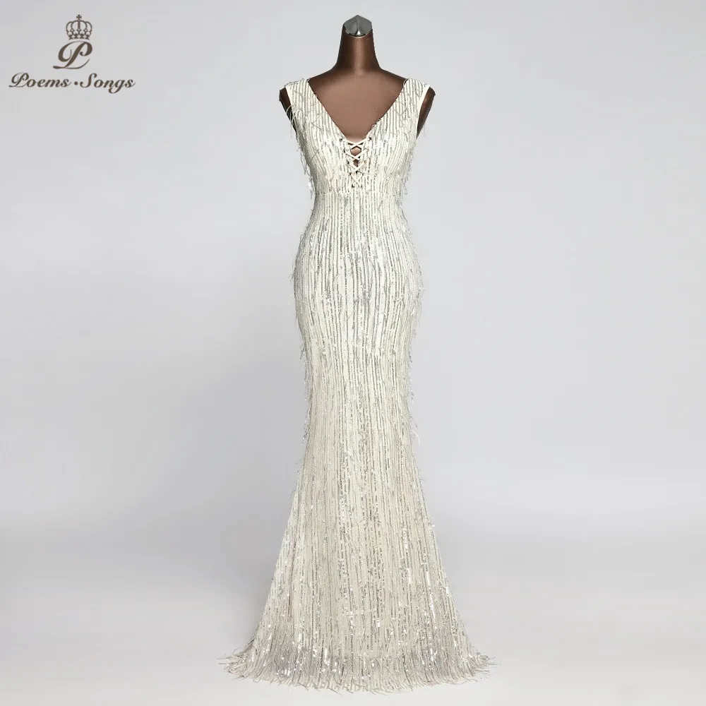 Женское вечернее платье русалка блестящее без рукавов для торжественных