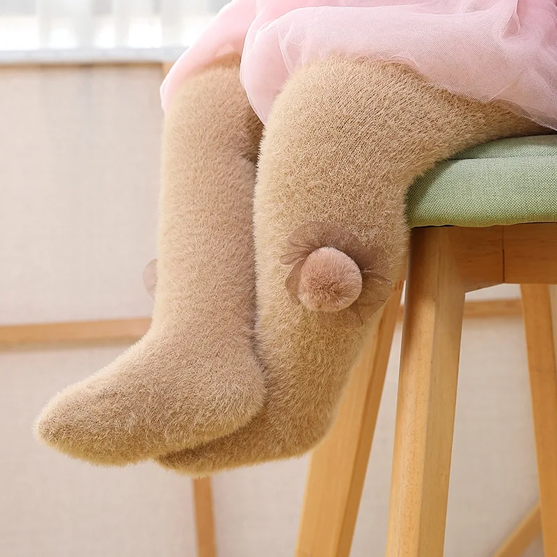 Весенние детские колготки чулки для девочек плиссированные детей гетры с помпон