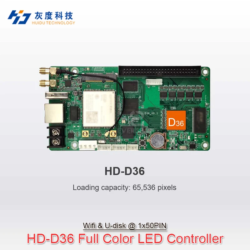 Huidu Wi-Fi Asynchronous Full Color Banner Screen Control Card HD-D36 For P2 P2.5 P3 P4 P5 P6 P8 P10 Taxi Car Led Screen