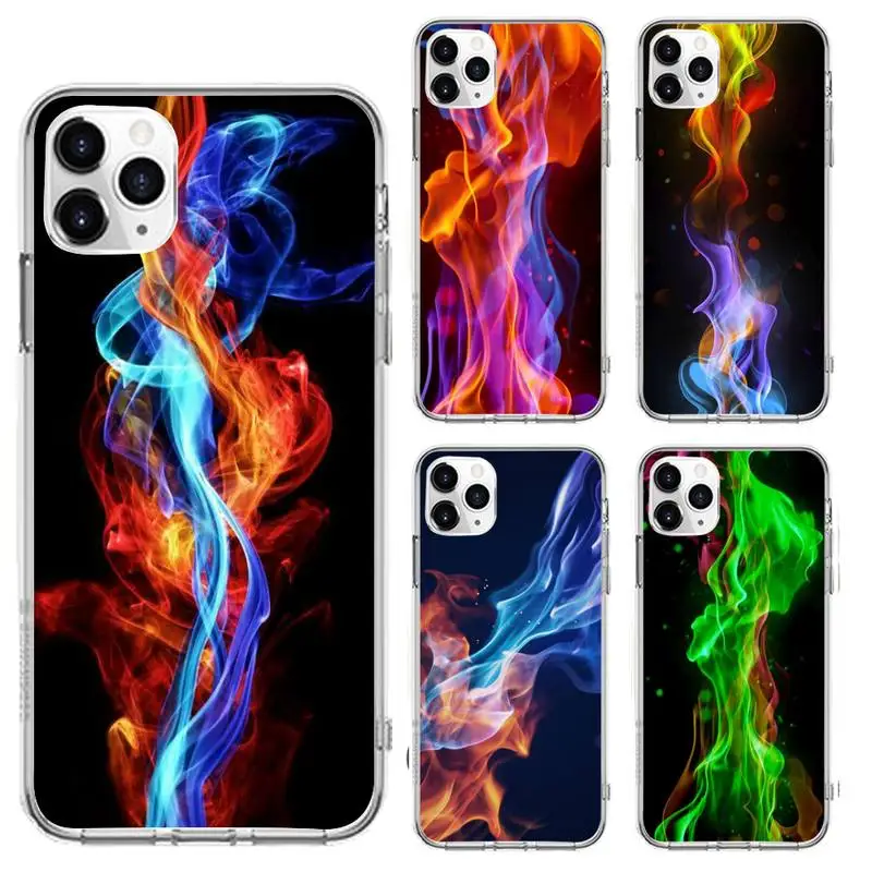 

Fashion Flame Phone Case For Clear-Iphone 5 5s se 6 6s 7 8 11 12 X Xs Xr Pro Plus Max Mini Cover