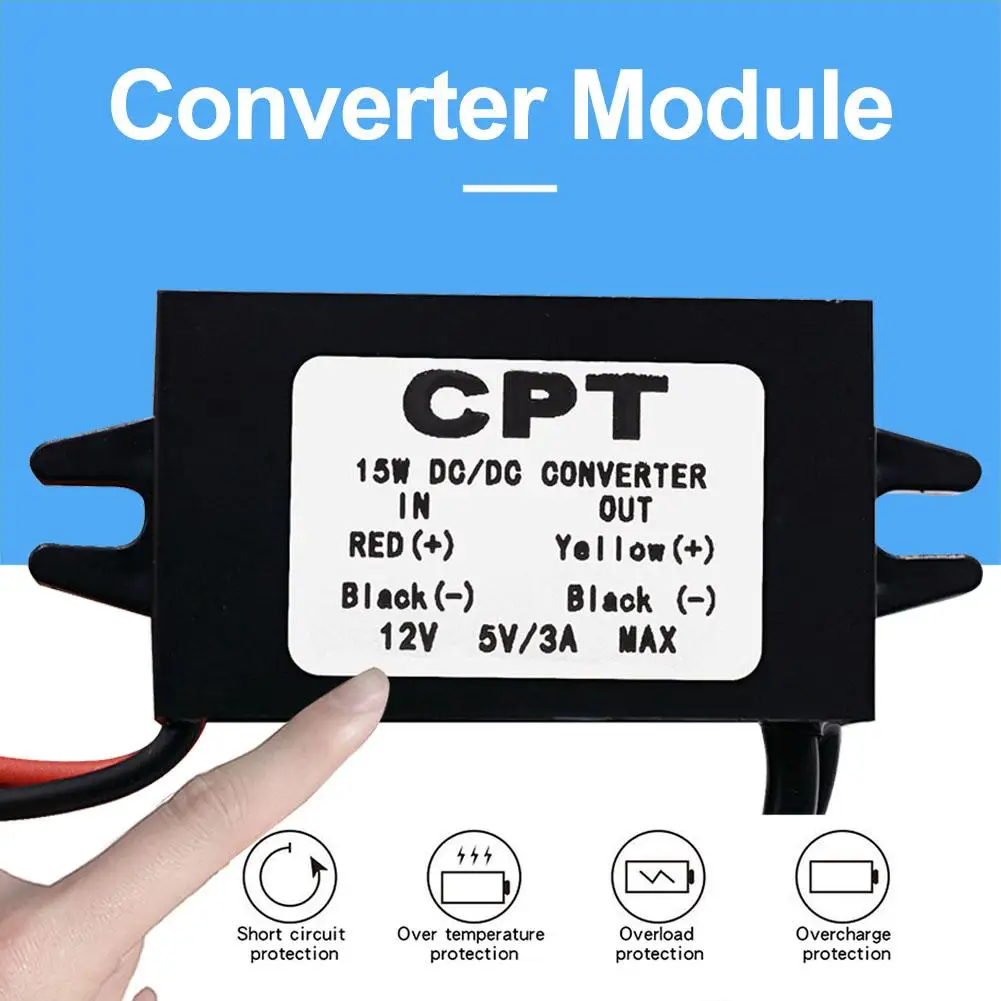 DC-DC 12V ti 5V 3a 15 Вт автомобильный Мощность двойной USB конвертер Модуль понижающего