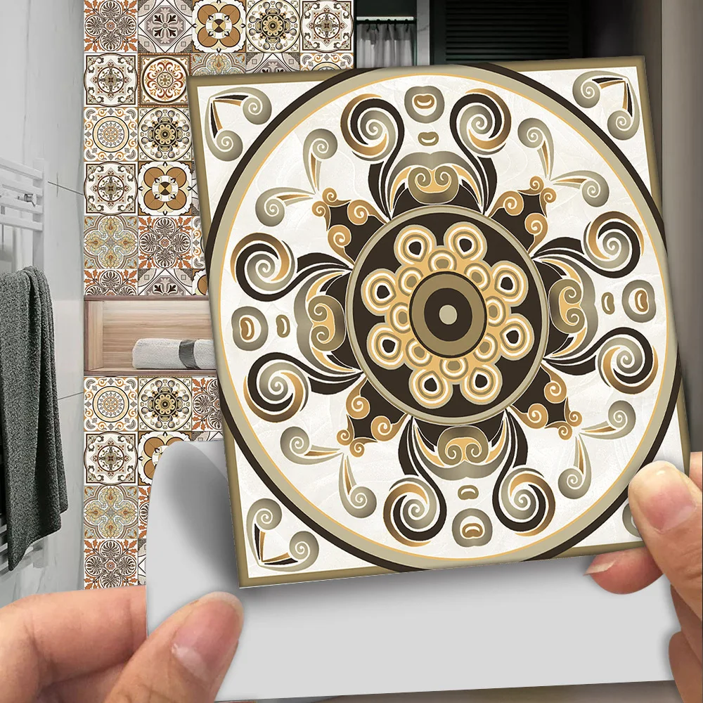 

10pcs Retro Crystal Tile Self-adhesive Wall Sticker Refurbish Kitchen Bathroom Floor Furniture Home Decor Art Mural Wallpaper
