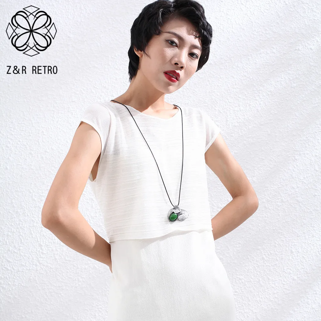 Женское винтажное ожерелье длинное с листьями подвесной кулон в виде растения