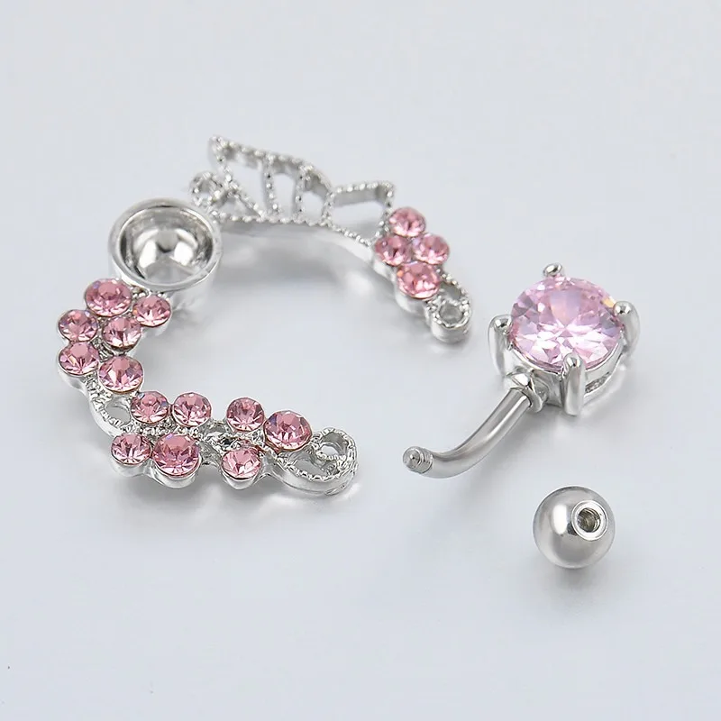 

Fashion Hollow Butterfly Navel Ring Zircon Navel Button Rings Stainless Steel Sexy Dangle Belly Piercing Tool Nombril Jewellry