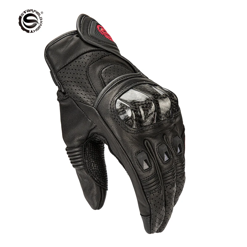 

Мотоциклетные Перчатки из козьей кожи, кожаные гоночные перчатки с закрытыми пальцами для сенсорных экранов, аксессуары для мотоциклистов