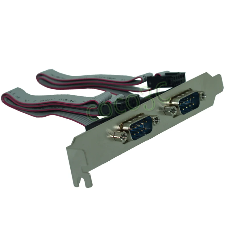 2 порта DB9 штекер-гнездо с длинным профильным кронштейном Серийный порт плоский