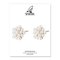 ssteel trendy earrings for women 925 sterling silver stud earring shell pearl new fashion in 2020 korean luxury earings jewelry