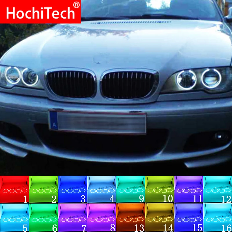 

Latest Headlight Multi-color RGB LED Angel Eyes Halo Ring Eye DRL RF Remote Control For BMW 3 Series E46 2004 -2006 Accessories