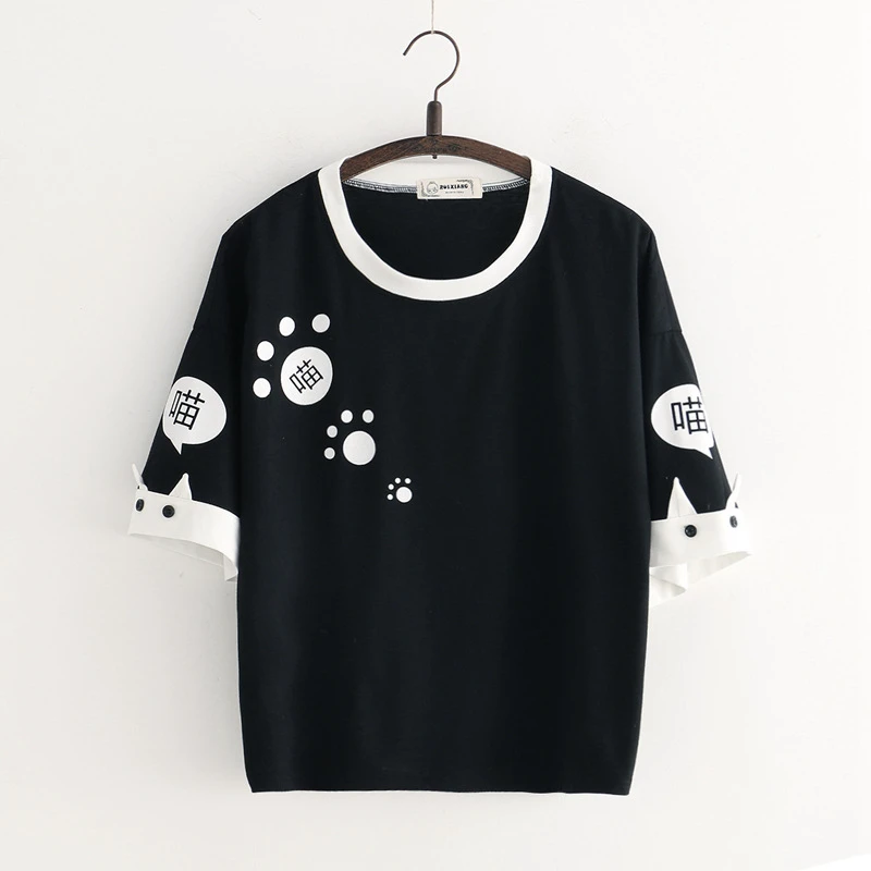 XUANHAO Women Cartoon Printed T Shirts Casual Short Sleeve O-Neck Cotton Tops Tees For Femme Harajuku Print Cute T Shirts