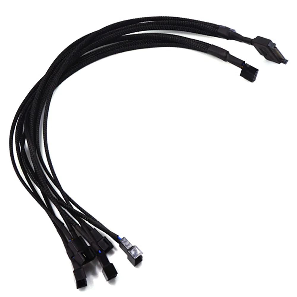 

PWM SATA To 4Pin Fan Adapter Cable Sleeved Braided Expansion Cables Splitter 43cm 1 To 5 Computer PC Fan Power Cable Converter