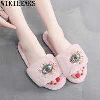 ladies bedroom slippers winter plush slippers for women casual 2021 fashion flat soft womens slippers indoor shoes woman size 42