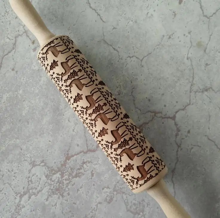 Скалка для тиснения по дереву в форме снежинки лазерная резка изогнутая кухни