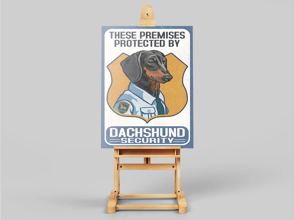 Винтажная животная Картина на холсте такса охранная собака знака стена