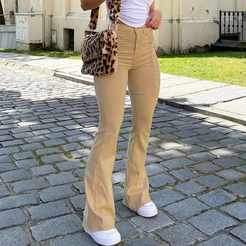 

Women's trousers high waist horn solid color street fashion loose clothing mother's tooling pencil jeans women's clothing