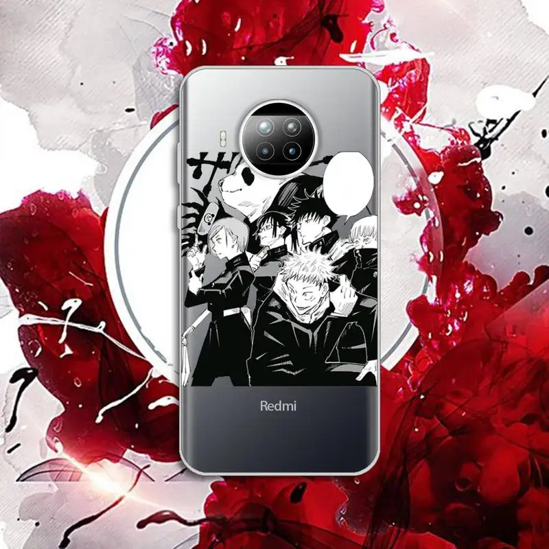 

Anime Jujutsu Kaisen Phone Case Transparent for Xiaomi Redmi note 10 t 8 9 pro lite 11