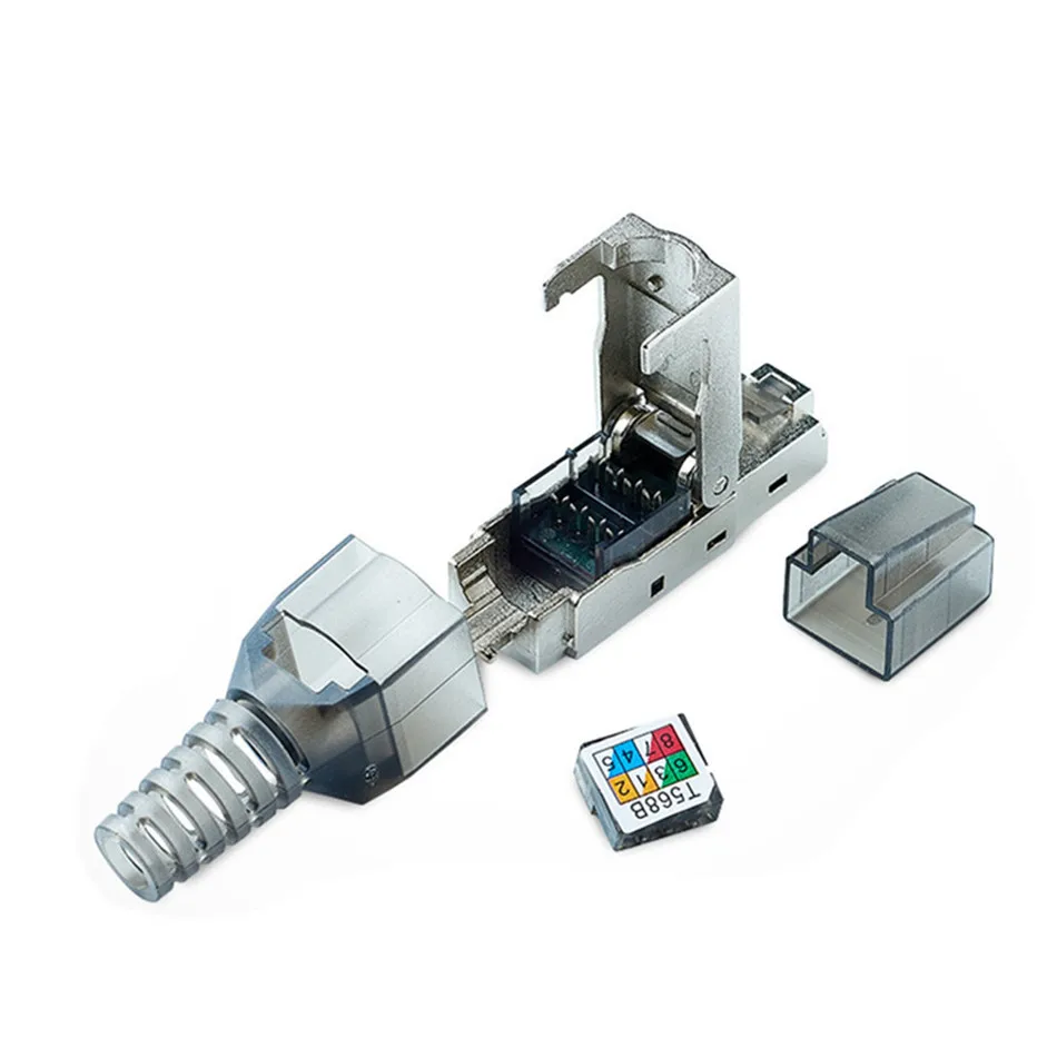 Разъем RJ45 Cat6A Ethernet RJ 45 Cat 6A штекер цинковый сплав металлический экран 8P8C