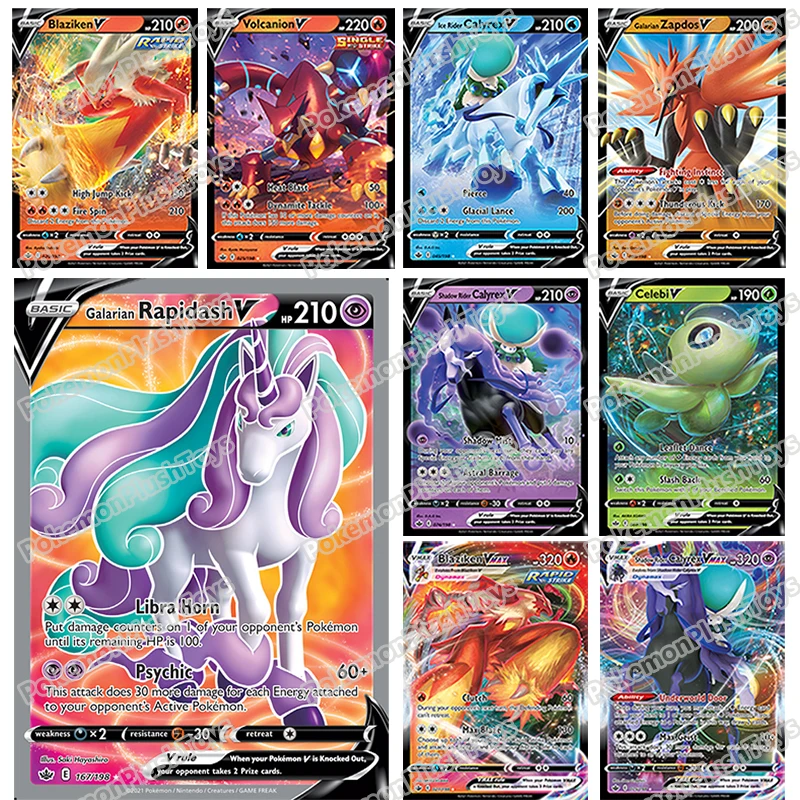 POKEMON 50Pcs Zapdos TCG SWORD &amp SHIELD CHILLING REIGN English Card Calyrex Dynamax VMAX Cards Collection Toys |