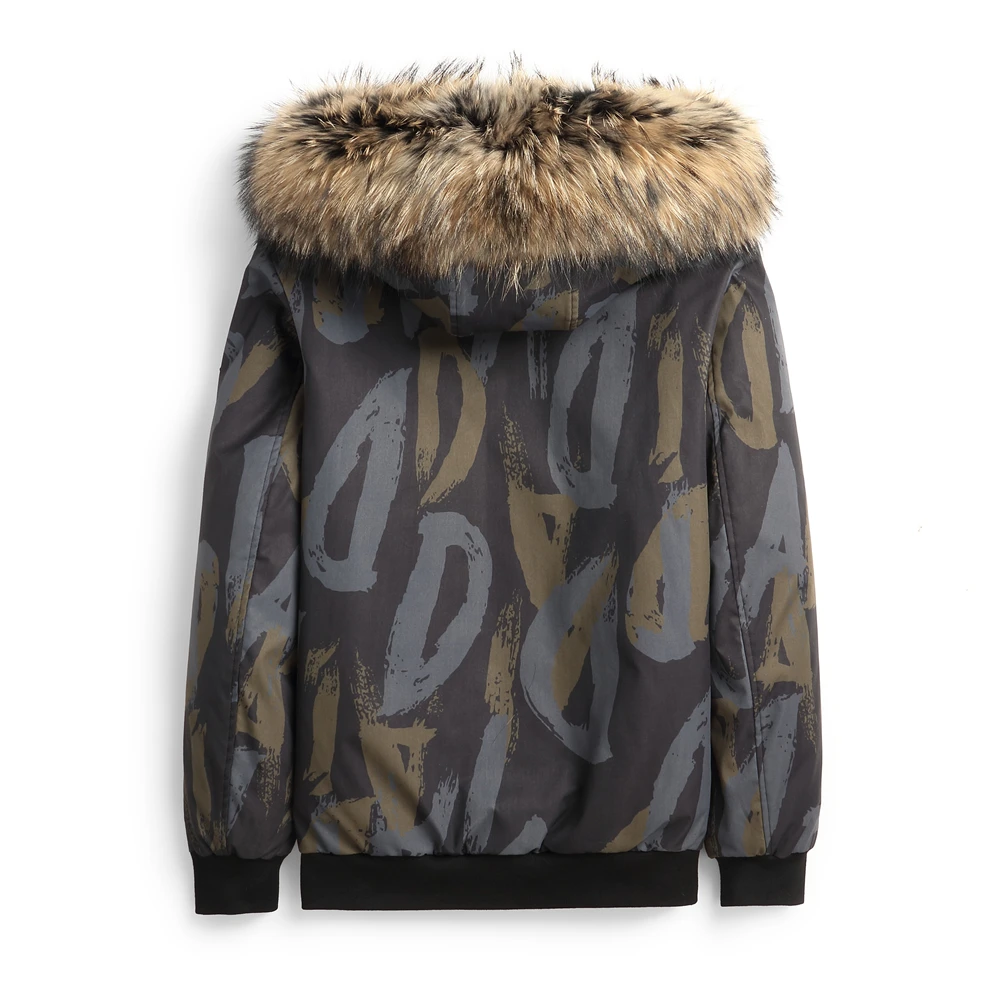 Мужская зимняя куртка с подкладкой из кроличьего меха отделкой воротником и