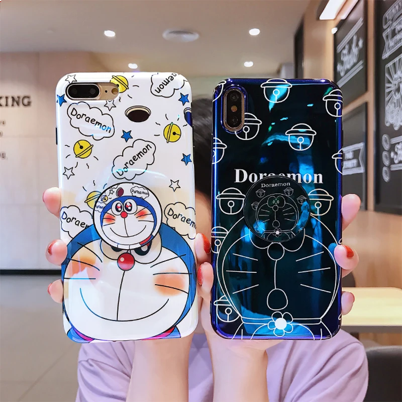 3D Blue Ray Doraemon мультяшный Мягкий силиконовый чехол с кронштейном для Vivo Y17 S1 Y91C V15 pro