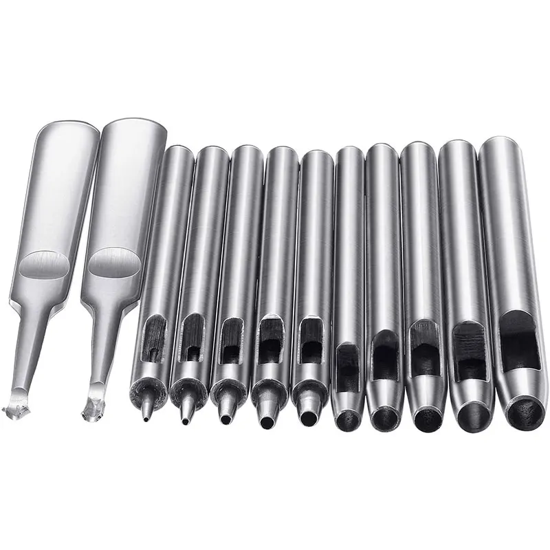 12 Pcs Leather Hole Punch Cutter 0.5 mm to 5 Hollow Working Tools Edge Skiving DIY Craft Tool | Дом и сад