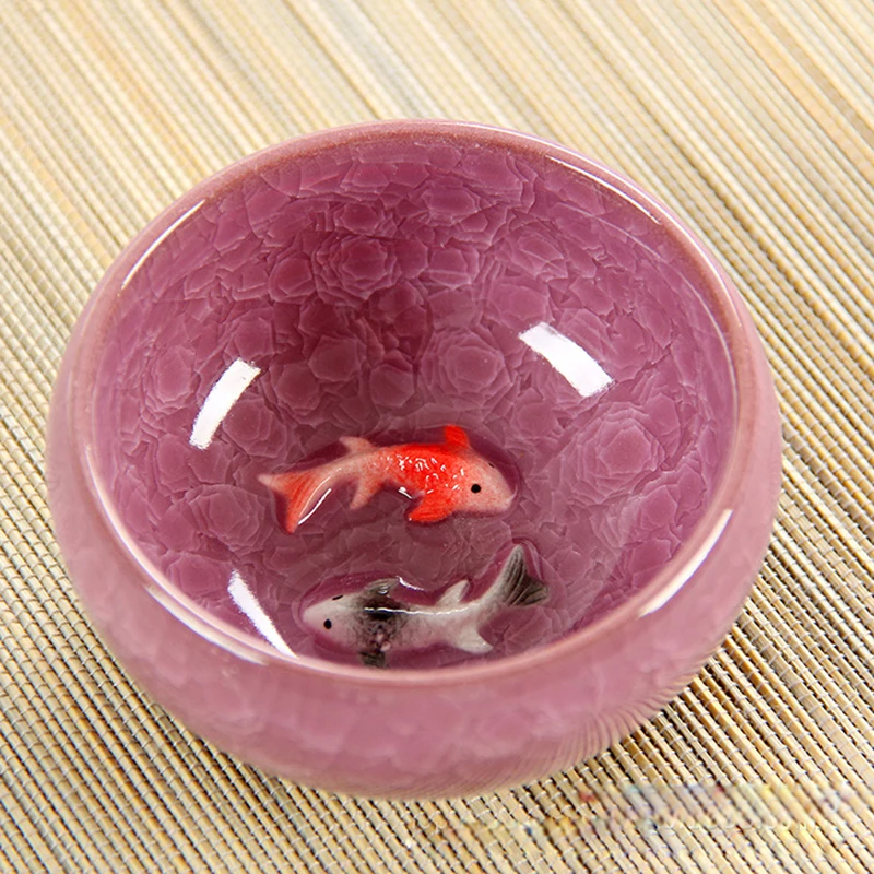 

Novelty 3D Ceramic double Fish China Teacup Sets