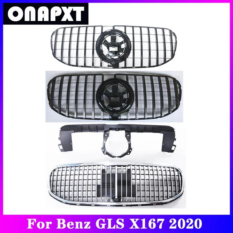 

Car For Mercedes-Benz GLS 2020 To Maybach GT Plastic Front Bumper Grill Mesh Racing Middle Grill Vertical Bar GLS450 GLS580 X167