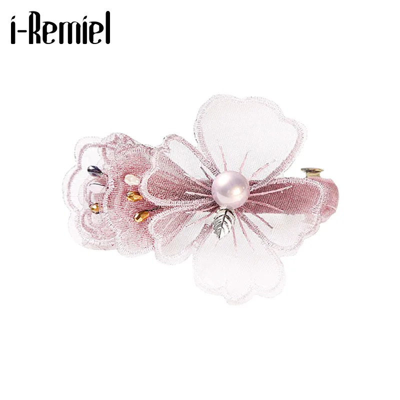 Корейская Новинка модная заколка для волос с цветами элегантная ткань взрослых