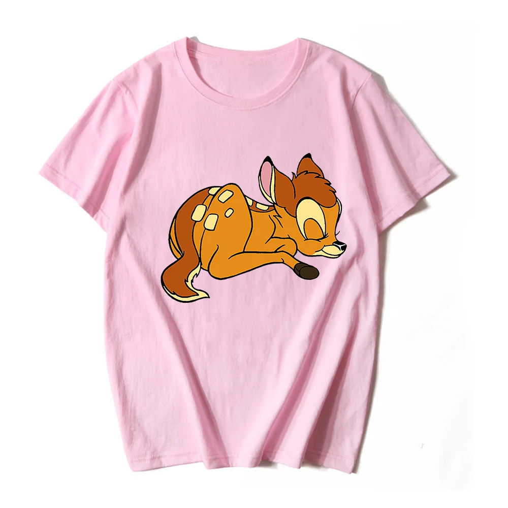 

Women's T-shirt Kawaii Deer Cartoon Print Short Sleeve Summer Disney New Boys and Girls Fashion Harajuku Tops Oversized T shirt