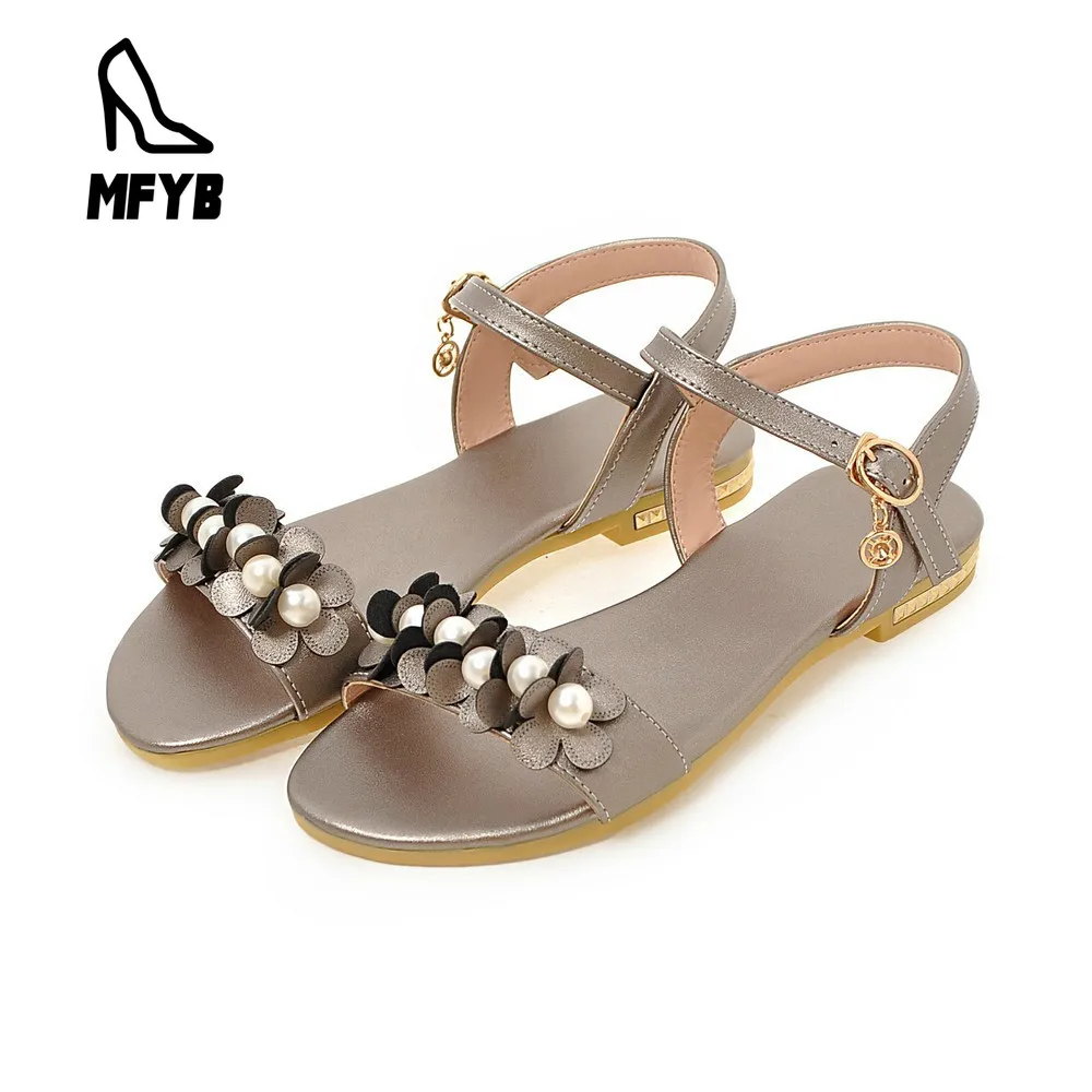 MFYB/Новое поступление лето 2019 женские сандалии с пряжкой цветочным узором на