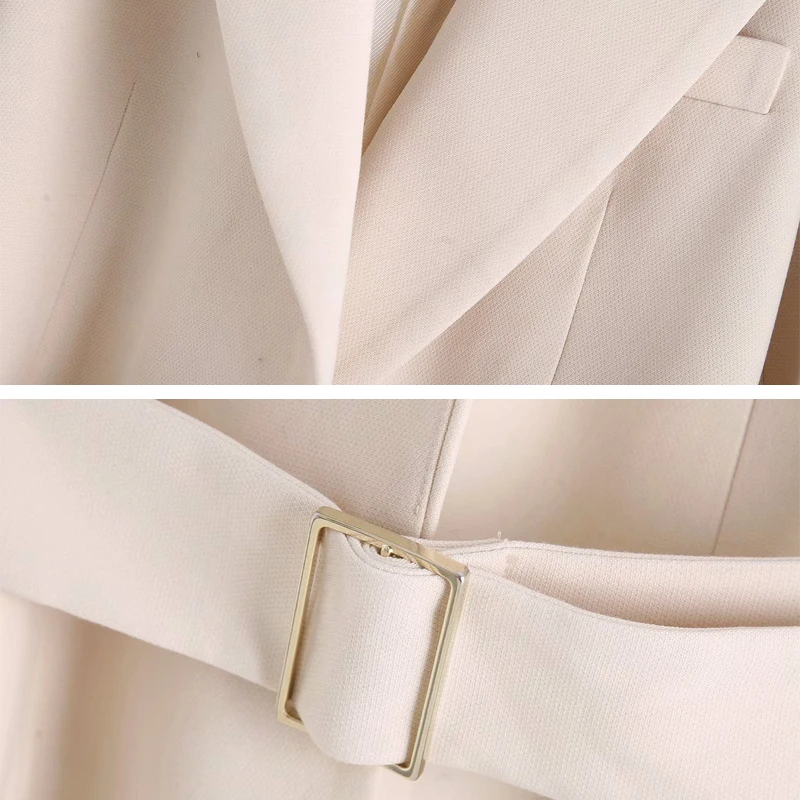 Женский пиджак с поясом и отложным воротником приталенный пикантный офисный