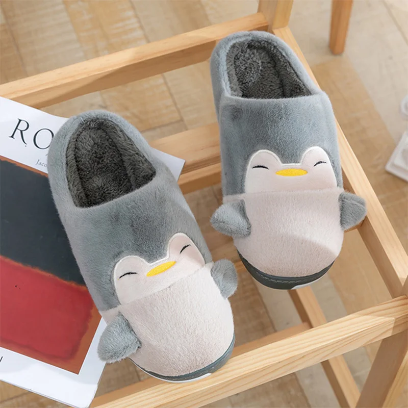 

MCCKLE Winter Couple Slippers Women's Indoor Plush Slippers Warm Flat Cartoon Cotton House Shoes Ladies Home Shoe Soft Female
