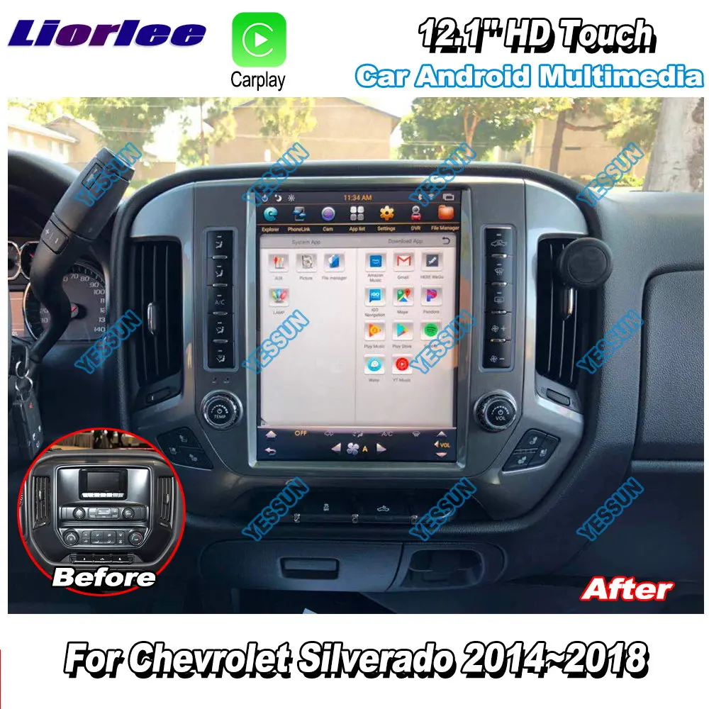 Автомобильный Android мультимедийный для Chevrolet Silverado 2014 2018 Carplay GPS навигация карта
