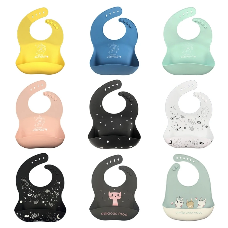 

Baby Food Grade Silicone Waterproof Bibs Newborn Boys Girls Feeding Saliva Towel 97BC