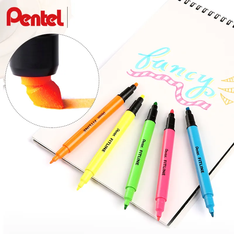 

Японская двухсторонняя флуоресцентная ручка Pentel SLW11-S с двойным наконечником, акварельная ручка для студентов, Офисная маркировка, цветные ...