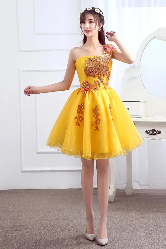 Новое поступление золотистые короткие женские вечерние платья принцессы для