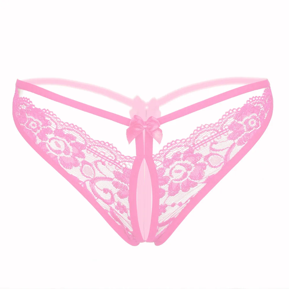 

Ladies sexy panties ultra-thin thong embroidered panties ladies lace transparent temptation open crotch low waist lingerie X5