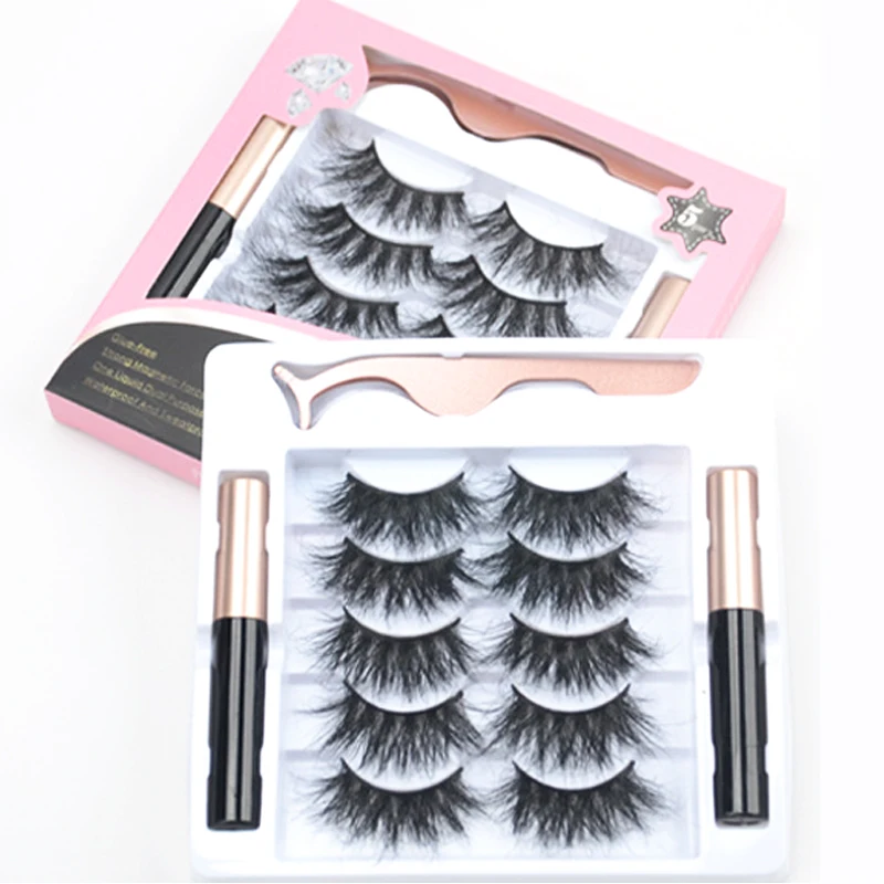 

Waterproof Magnetic Eyeliner With 5 Pairs Whole Sale Lashes Custom Boxes Self Adhesive Pen Private Label Make Up Tools Natural
