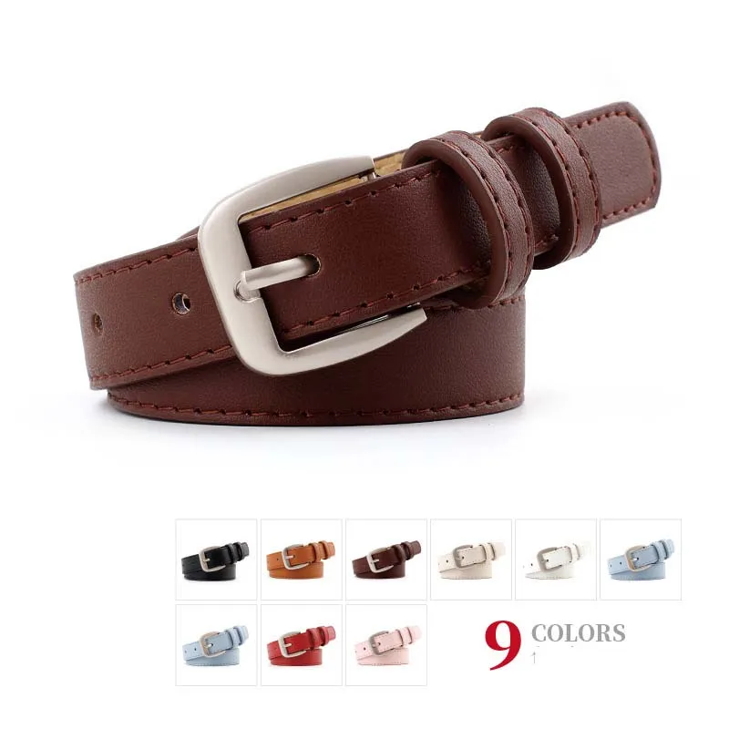 

105X2.4Cm 9 Color Summer Fashion Solid Color Pin Buckle Belt For Women Jeans Dress Fine Waist Belt Ladys Strap Female Cinturon