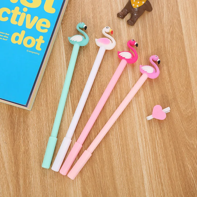 24 pcs Creative flamingo gel pen cartoon animal shape cute learning stationery signature pen factory wholesale