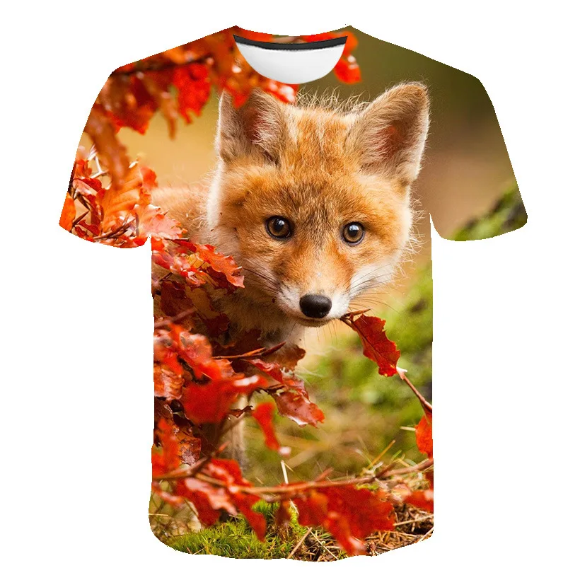 

Summer Animal Fox T-shirt Cute O-neck Man T Shirt Short Sleeve Men's Women's Spring Fashion Short Sleeve Oversized T-shirt Top